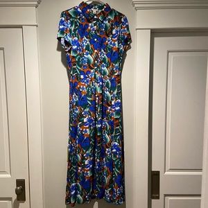 J crew mercantile floral midi Dress collared Sz M